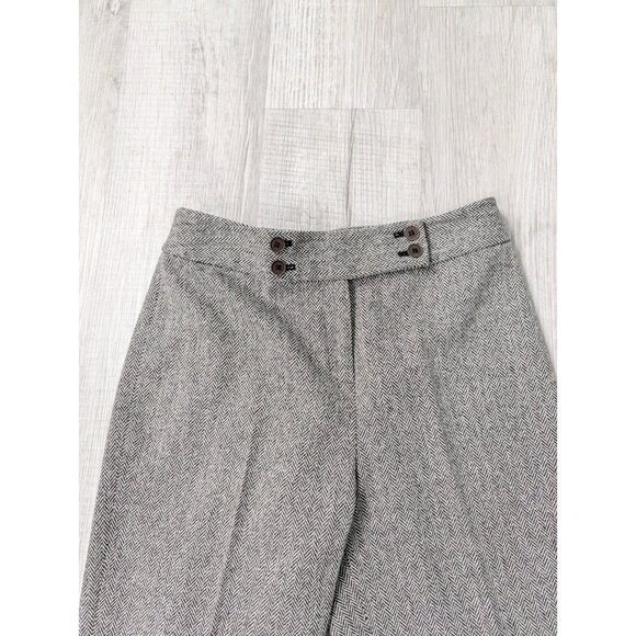Ann Taylor Loft Women Wool Wide Leg Cuffed Pants Herringbone 27x27 True sz 6 - Picture 2 of 9